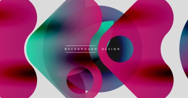 Soyut sıvı şekiller, canlı renkler, modern tasarım. Üst üste binen katmanlar dinamik görsel efekt yaratır. Minimalist estetik.