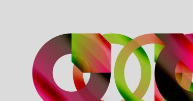 Soyut renkli çakışan daireler dinamik görsel kompozisyon oluşturur. Gradyan renkler harmanlanarak modern sanatsal tasarım oluşturur..