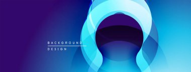 Soyut mavi tasarım. Üst üste binen daireler dinamik görsel efekt yaratır. Gradyan gölgeler derinliği arttırır, modern estetik.