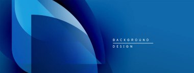 Soyut mavi tasarım. Üst üste binen şekiller dinamik görsel efekt yaratır. Dereceli gölgeler derinlik sunar, modern estetik. Basit metin arkaplan tasarımı okur.