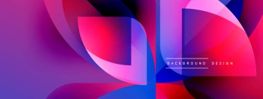 Soyut sıvı şekilleri örtüşür, canlı morumsu, mavi, kırmızı renkler yaratır. Arkaplan, pankart ve sunumlar için modern tasarım ögesi.