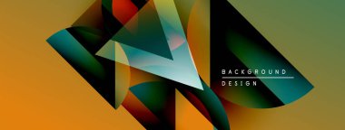 Soyut geometrik şekiller örtüşür, dinamik görsel efekt yaratır. Sıcak renkler daha serin tonlarla harmanlanır, modern tasarım ögesi.