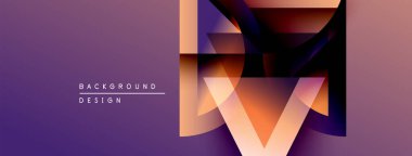 Soyut mor tasarım katmanlı geometrik şekiller içerir. Renkler derinlik yaratır, modern estetik. Metin arkaplan tasarımı okur.