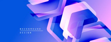 Soyut geometrik şekiller örtüşür, parlak mavi ve mor renkler yaratır. Arkaplan ve sunumlar için uygun modern tasarım.