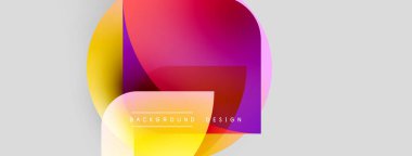 Soyut renkli şekiller örtüşür, dinamik görsel efekt yaratır. Değişik renklere sahip modern arkaplan tasarımı. Basit, temiz estetik..