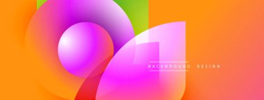 Soyut canlı şekiller, gradyanlar, turuncu, pembe, yeşil renkler. Modern tasarım elementleri dinamik görsel etki yaratır.