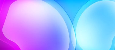 Soyut sıvı şekiller harmanlanarak canlı pembeler, morlar, maviler yaratır. Yumuşak eğimler hareketi, derinliği gösterir. Modern tasarım ögesi.