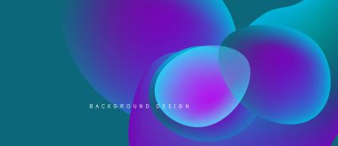 Soyut gradyan şekiller çakışıyor. Canlı mor, mavi renkler dinamik arkaplan tasarımı yaratır. Modern estetik, pürüzsüz geçişler sunar.