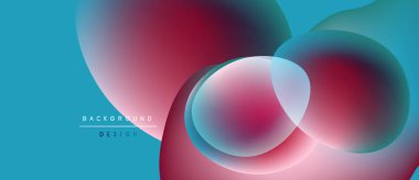 Soyut sıvı şekilleri örtüşür ve canlı renk değişimleri yaratır. Mavi arka plan pembeleri, kırmızıları, yeşilleri tamamlıyor. Modern tasarım ögesi.