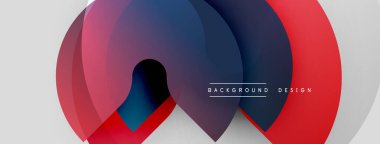 Soyut çakışan çemberler dinamik görüntüler yaratır. Kırmızı, lacivert, morumsu renkler beyaz boşlukla harmanlanır. Arka planlar için modern tasarım ögesi.