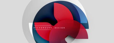 Soyut geometrik şekiller çakışıyor. Kırmızı, mavi, gri tonlar dinamik görsel efekt yaratır. Minimalist tasarım arka planlar için uygundur.