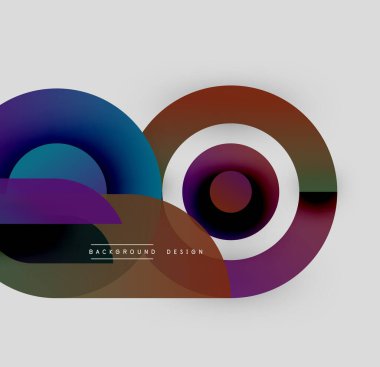 Soyut geometrik şekiller örtüşüyor, canlı renk eğimleri yaratıyor. Modern tasarım elementleri derinlik, doku, görsel uyum önerir.