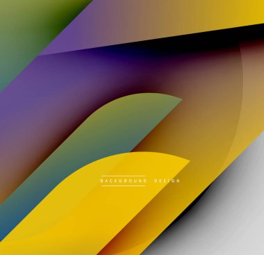 Soyut renkli tasarım. Üst üste binen şekiller dinamik görsel efekt yaratır. Gradyan renkler pürüzsüz ve modern estetikle harmanlanır.