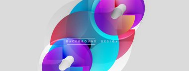 Soyut şekiller örtüşüyor, canlı renk değişimleri yaratıyor. Modern tasarım pürüzsüz geçişler, ışık efektleri, nötr arkaplan.