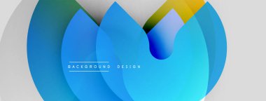 Soyut akışkan şekiller, canlı maviler, sarılar modern arka plan oluşturur. Metin arka plan tasarımı okur. Minimalist biçim, temiz sunum.