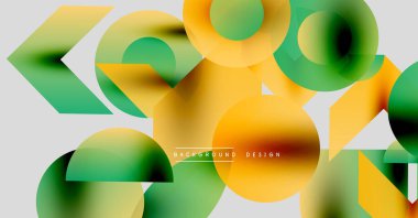 Soyut geometrik şekiller örtüşür, parlak sarı ve yeşil renkler yaratır. Düz geçişli modern tasarım, temiz estetik..