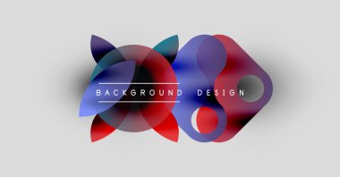 Soyut renkli şekiller örtüşüyor ve dinamik bir zemin oluşturuyor. Metin, formların altındaki arkaplan dizaynını okur. Minimalist stil.