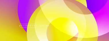 Soyut, enerjik bir arkaplan. Üst üste binen daireler dinamik renk değişimleri yaratır. Sancaklar ve sunumlar için modern tasarım uygun.