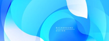 Soyut mavi arkaplan. Üst üste binen şekiller akışkan ve modern tasarım yaratır. Yumuşak gradyanlar rahatlatıcı görsel deneyim sunar.