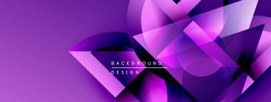 Soyut mor arkaplan. Geometrik şekiller örtüşür, dinamik görsel doku yaratır. Modern tasarım elementleri parlak estetik sunar.