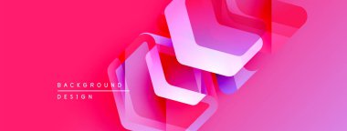 Soyut pembe eğimli arkaplan. Üst üste binen şekiller dinamik görsel efekt yaratır. Projeler için modern tasarım ögesi.