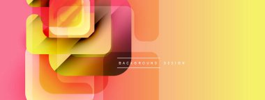 Soyut geometrik şekiller örtüşür, canlı bir gradyan arkaplan oluşturur. Sıcak renkler kompozisyona hakim, modern tasarımın estetik olduğunu gösteriyor..