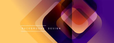 Soyut geometrik şekiller örtüşür, canlı bir değişim etkisi yaratır. Sarı, turuncu, mor renkler tasarımda baskın. Modern, şık arkaplan.
