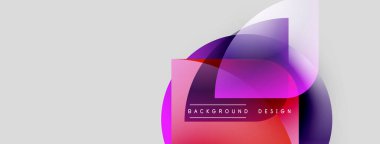 Soyut renkli şekiller örtüşür, dinamik görsel efekt yaratır. Metin, pembe dikdörtgen içinde arkaplan tasarımı okuyor. Minimalist stil.