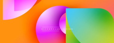 Soyut renkli şekiller çakışıyor. Gradyan renkler dinamik görsel efekt yaratır. Arkaplan ve sunumlar için uygun modern tasarım.