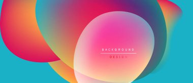 Soyut, enerjik şekiller çakışıyor. Renkler karışık pembe, turuncu, mavi, turkuaz. Modern tasarım akıcılığı, enerjiyi, pozitifliği öneriyor. Metin arkaplan tasarımı okur.