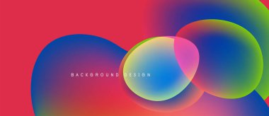 Soyut renkli şekiller çakışıyor. Canlı gradyanlar dinamik görsel efekt yaratır. Arkaplan ve sunumlar için uygun modern tasarım.