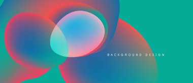 Soyut renkli örtüşen daireler canlı bir zemin oluşturur. Teal, mavi, kırmızı renkler düzgün bir şekilde harmanlanmış, modern tasarım ögesi.