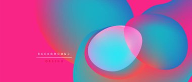 Canlı pembe, mavi renkler akışkan şekiller yaratır. Modern tasarım, soyut kompozisyon, dinamik görsel etki. Arkaplan enerji ve hareket önerir.