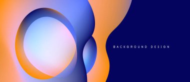 Soyut katmanlar örtüşüyor, parlak turuncu ve mavi renkler yaratıyor. Modern tasarım akıcılık, derinlik ve görsel ilgiyi çağrıştırıyor. Mevcut en küçük metin.