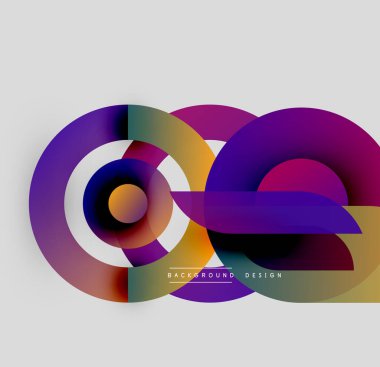 Soyut renkli şekiller çakışıyor. Gradyan renkler dinamik görsel efekt yaratır. Arkaplan ve sunumlar için modern tasarım ögesi.