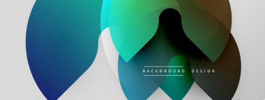 Soyut gradyanlar çakışıyor, dinamik şekiller yaratıyor. Modern tasarım havalı maviler, yeşiller, kahverengiler içerir. Metin arkaplan tasarımı okur.