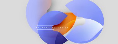 Soyut şekiller örtüşüyor, canlı renk değişimleri yaratıyor. Açık mavi, turuncu renkler nötr arkaplana hakim. Metin arkaplan tasarımı okur.