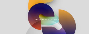 Soyut şekiller örtüşüyor, canlı renk değişimleri yaratıyor. Modern tasarım yumuşak gölgeler, açık arkaplan içerir. Metin arkaplan tasarımı okur.