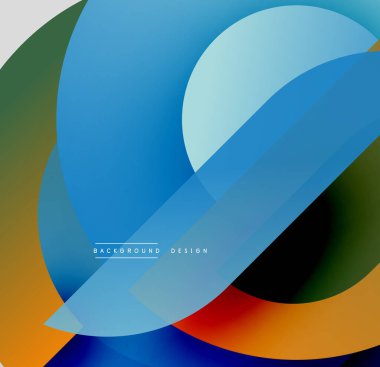 Soyut tasarım özellikleri üst üste binen renkli şekiller. Pürüzsüz gradyanlar dinamik görsel efekt yaratır. Modern, canlı kompozisyon.