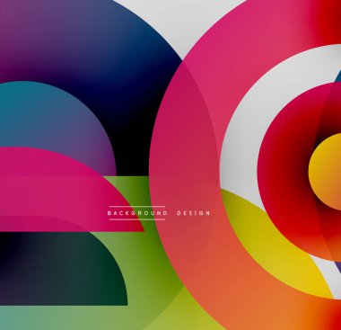 Soyut renkli çemberler dinamik görsel efektler yaratıyor. Modern tasarım elementleri enerji, hareket, canlılık önerir.