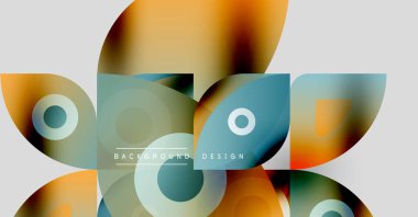 Soyut geometrik şekiller örtüşür, canlı renkli tasarım yaratır. Modern tarz, pürüzsüz eğim, temiz estetik..