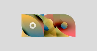 Soyut şekiller örtüşür, renkli kompozisyon oluşturur. Yumuşak eğimler karışıp organik formlar oluşturur. Minimalist tasarım, hafif arkaplan.