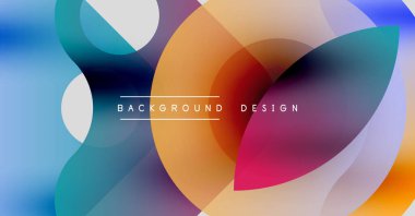 Soyut renkli şekiller çakışıyor. Gradyan renkler harmanlanarak, dinamik görsel efekt yaratır. Modern tasarım ögeleri pürüzsüz geçişler sunar.