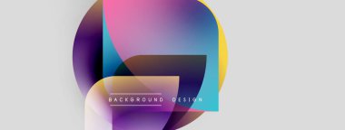 Soyut renkli şekiller örtüşür, dinamik görsel efekt yaratır. Gradyan renkler harmanlanır, modern arkaplan tasarımı oluşturulur.