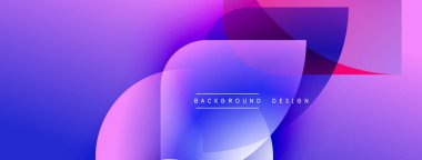 Soyut gradyanlar harmanlanarak, dinamik görsel akış yaratır. Üst üste binen şekiller derinliği gösteriyor, modern estetiği. Metin arkaplan tasarımı okur.