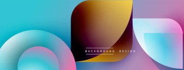 Soyut renkli şekiller çakışıyor. Gradyan renkler modern tasarım yaratır. Arkaplanda pürüzsüz geçişler, canlı tonlar yer alıyor.