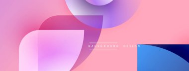 Soyut gradyanlar pembe, mor ve mavi renkleri harmanlarlar. Üst üste binen yuvarlak şekiller dinamik görsel efekt yaratır. Minimalist tasarım uygun arka planlar.