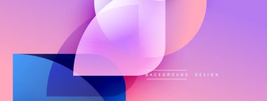 Soyut geometrik şekiller çakışıyor. Renkler karışır, modern görsel efekt yaratır. Pembe, mor, mavi renkler baskın kompozisyon.