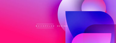Canlı gradyan arkaplan özellikleri akan şekiller. Pembe, mor, mavi renkler modern görsel efektler yaratır. Metin arkaplan tasarımı okur.