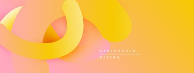 Soyut kurdeleler, sıcak renkler, dalgalı şekiller. Gradyan arka plan yumuşak görsel efekt yaratır. Modern tasarım ögesi.